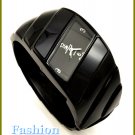 Women's celebrity runway black cuff, fabulous fashion watch on sale.