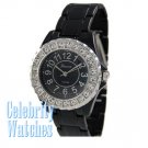 Celebrity Fashion Watches in Black Powder with ice crystal details on sale.