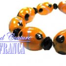 Orange ribbon glass beads fashion bracelet with free complimentary gifts by JONFRANCA.