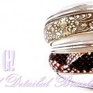 Fashion bracelets that showcases Paramount metalwork, snake skin leatherette and silvermode finish.