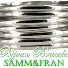 Silvertone designer metal bracelets boasts a set of 7 to do the grand stackable look.