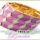 MEDIA ATTENTION candy pink epoxy mosaic pattern fashion bracelet on sale.
