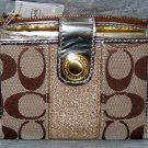 COACH SIGNATURE Stripe Wallet Khaki Gold 42248  NWT