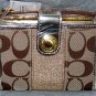 COACH SIGNATURE Stripe Wallet Khaki Gold 42248  NWT