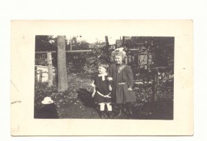 YOUNG GIRLS, SISTERS, VINTAGE REAL PHOTO POSTCARD   5