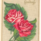 BIRTHDAY GREETINGS, TWO RED ROSES VINTAGE POSTCARD 39