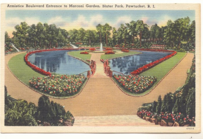MARCONI GARDEN, SLATER PARK PAWTUCKET RHODE ISLAND POSTCARD 70