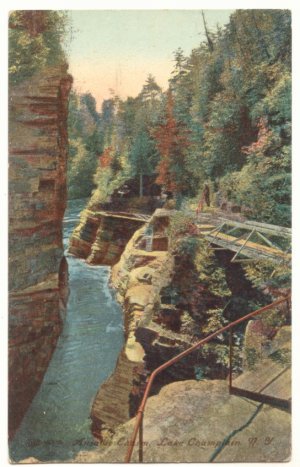 AUSABLE CHASM, LAKE CHAMPLAIN, NEW YORK POSTCARD 84