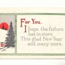 1915 NEW YEAR VINTAGE MOTTO POSTCARD, FULL MOON  120