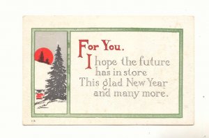 1915 NEW YEAR VINTAGE MOTTO POSTCARD, FULL MOON  120