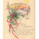 MERRY CHRISTMAS, HOLLY, CANDLELIGHT, SCENE POSTCARD  126