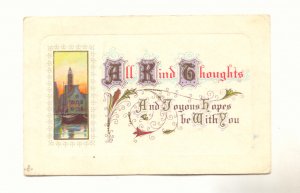 ALL KIND THOUGHTS, VINTAGE 1912 POSTCARD , VERSE    136