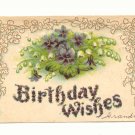 BIRTHDAY WISHES, VIOLETS, LILY OF THE VALLEY POSTCARD    #154