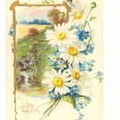 VINTAGE TUCKS BIRTHDAY POSTCARD, DAISIES, WATERFALL   #155
