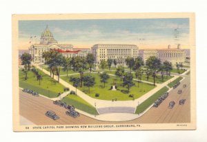 STATE CAPITOL PARK HARRISBURG PA. VINTAGE 1938 POSTCARD   #187