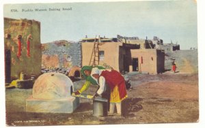 PUEBLO WOMEN BAKING BREAD, VINTAGE POSTCARD NEW MEXICO   #191