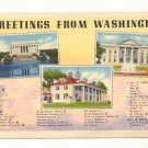 GREETINGS FROM WASHINGTON, 1947 VINTAGE LINEN POSTCARD   #193