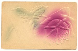 LARGE HEAVY EMBOSSED ROSE VINTAGE 1914 ANTIQUE POSTCARD   #210