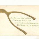 IF WISHES COULD MAKE YOU HAPPY GOLDEN WISHBONE POSTCARD #218