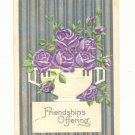 FRIENDSHIPS OFFERING, URN OF PURPLE ROSES POSTCARD 1911   #233