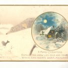 MERRY CHRISTMAS, MOONLIT WINTER SCENE, DEER, POSTCARD #238