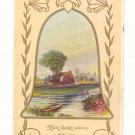 MANY HAPPY RETURNS, PRETTY POND SCENE, 1914 POSTCARD   #245
