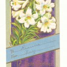 EASTER GREETING, EASTER LILIES, GOLD VINTAGE POSTCARD   #249