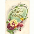 JOYFUL EASTER, LARGE EGG, PANSIES LILY OF THE VALLEY  POSTCARD #250