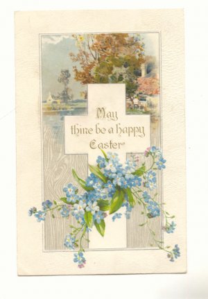 MAY THINE BE A HAPPY EASTER, CROSS, FLOWERS, POSTCARD  #257