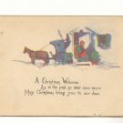 CHRISTMAS WELCOME, HORSE DRAWN COACH, VINTAGE POSTCARD   #265