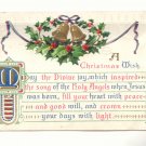 1909, A CHRISTMAS WISH, HOLLY, BELLS, VERSE VINTAGE POSTCARD #266