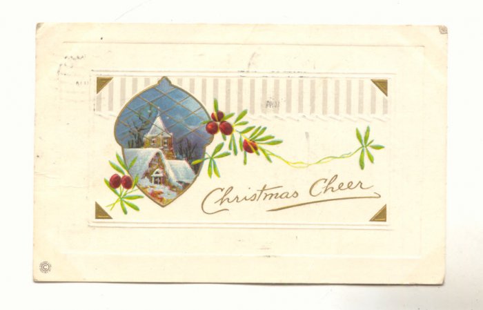 CHRISTMAS CHEER, WINTER SCENE IN ACORN, VINTAGE POSTCARD #269