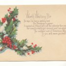 WORTH WAITING FOR, VINTAGE CHRISTMAS POSTCARD, HOLLY   #272