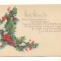 WORTH WAITING FOR, VINTAGE CHRISTMAS POSTCARD, HOLLY   #272