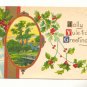 JOLLY YULETIDE GREETINGS, COUNTRY SCENE, HOLLY POSTCARD #273