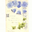 HAPPY RETURNS, BLUE POPPIES, BELLS, IVY, SILVER POSTCARD #288