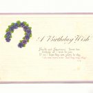 BIRTHDAY WISH, PANSY HORSESHOE, VERSE 1922 POSTCARD    #298