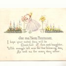 JOY FOR YOUR BIRTHDAY, PRETTY GIRL FLOWERS VERSE 1918   POSTCARD #302