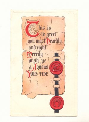 TO GREET YOU A JOYOUS YULETIDE VICTORIAN MOTTO POSTCARD   #326