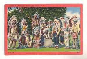 LONG ISLAND NEW YORK AMERICAN INDIANS CEROMONIAL DRESS    POSTCARD #331