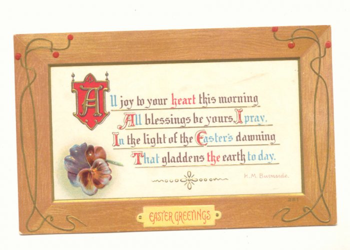 EASTER GREETING, VICTORIAN MOTTO PANSY POSTCARD 1911 #333