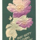 MANY HAPPY RETURNS, LARGE POPPY VINTAGE POSTCARD   #335