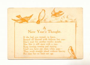 NEW YEAR'S THOUGHT BIRDS VERSE VINTAGE POSTCARDS   #338