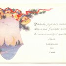 YULETIDE JOYS, WINTER SCENE, GOLD BELLS, VINTAGE   POSTCARD #368