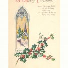 MERRY CHRISTMAS CHURCH SCENE HOLLY VERSE VINTAGE   POSTCARD #371