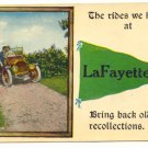 RECOLLECTIONS OF LaFAYETTE MODLE T, PENNANTS POSTCARD   #385