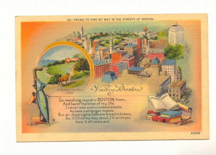 TRYING TO FIND MY WAY,THE STREETS OF BOSTON Postcard #442