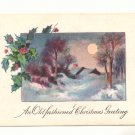 OLD FASHIONED CHRISTMAS FULL MOON WINTER SCENE VINTAGE  Postcard #460
