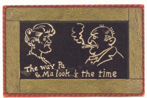 THE WAY PA & MA LOOK! Vintage Magic Slate Postcard 1907   #506
