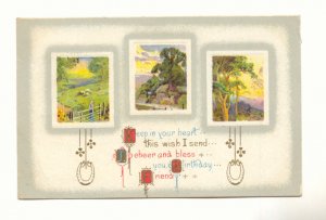 KEEP IN YOUR HEART THIS WISH, MULTI COUNTRY SCENES 1912  Vintage Postcard #520